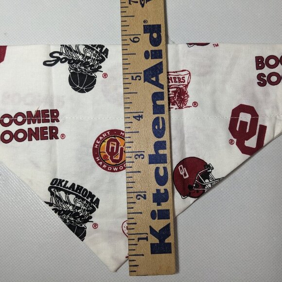 NEW- Homemade OU Oklahoma Sooner Dog Bandana BOOMER (8" x 6") Size S-M - Picture 4 of 7